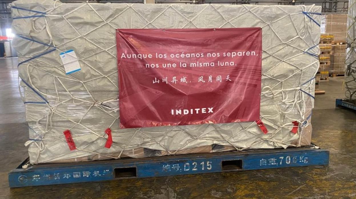 El material sanitario donado por Inditex, listo en China para su envío