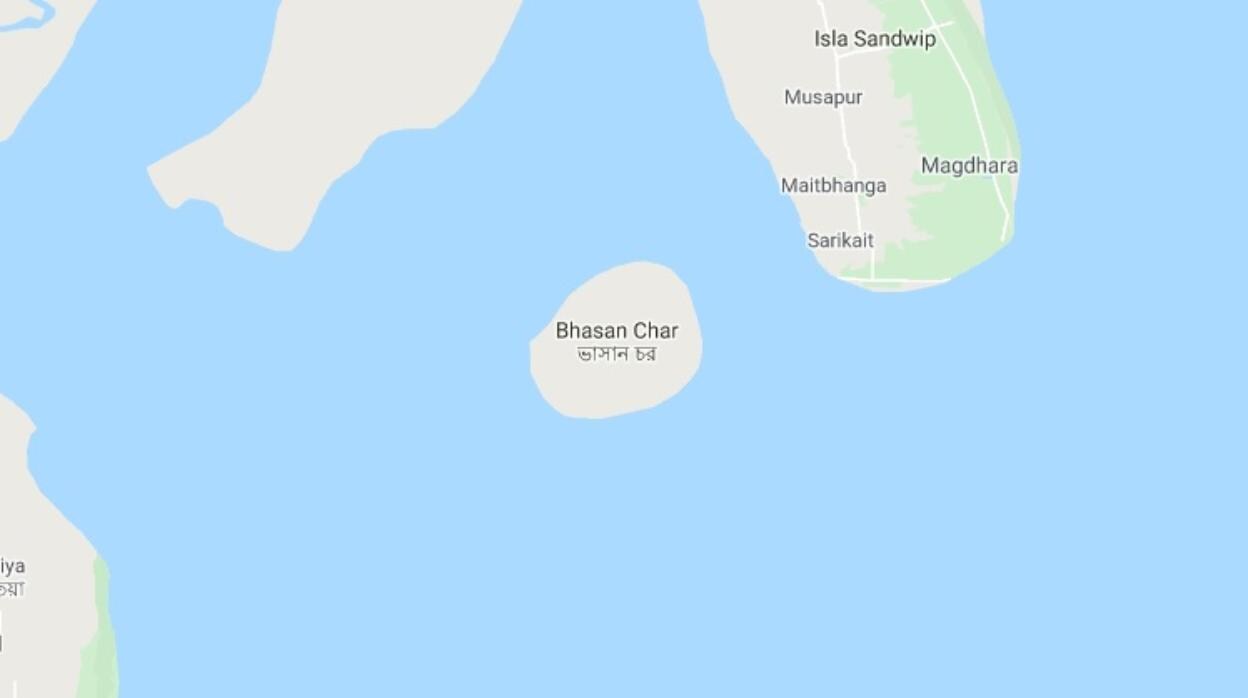 Localización de la isla Bhasan Char, en Bangladesh