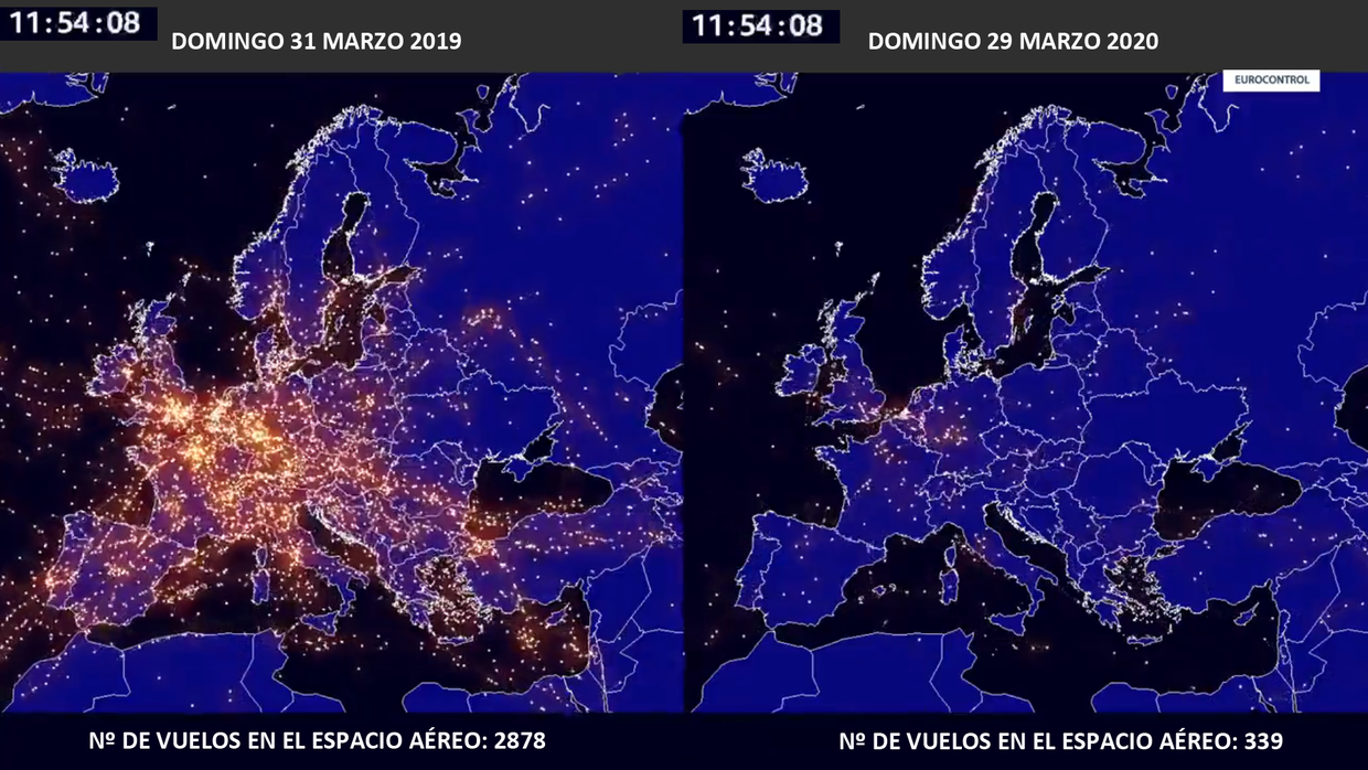 La pandemia de coronavirus también vacía el cielo: el tráfico aéreo se reduce en España más de un 90%