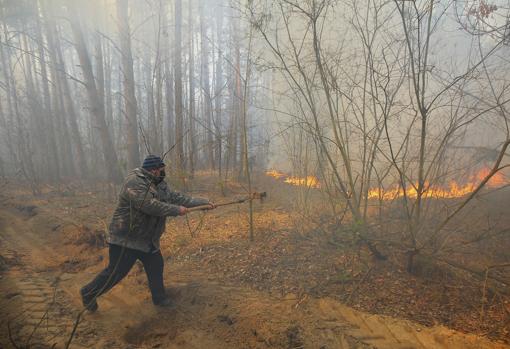 Casi 500 bomberos luchan contra el fuego cerca de la zona de exclusión de Chernóbil