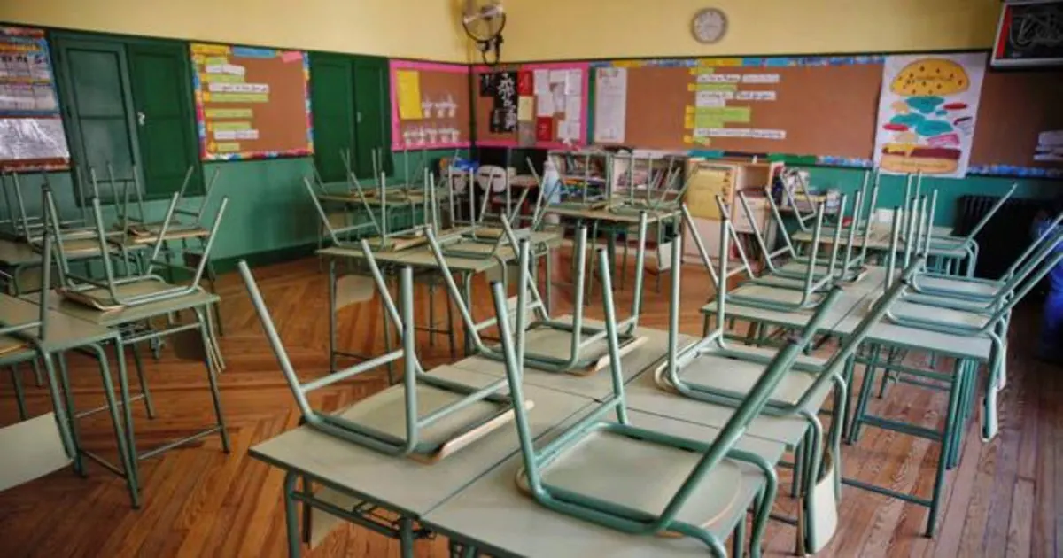 Un aula vacía en un colegio de Madrid
