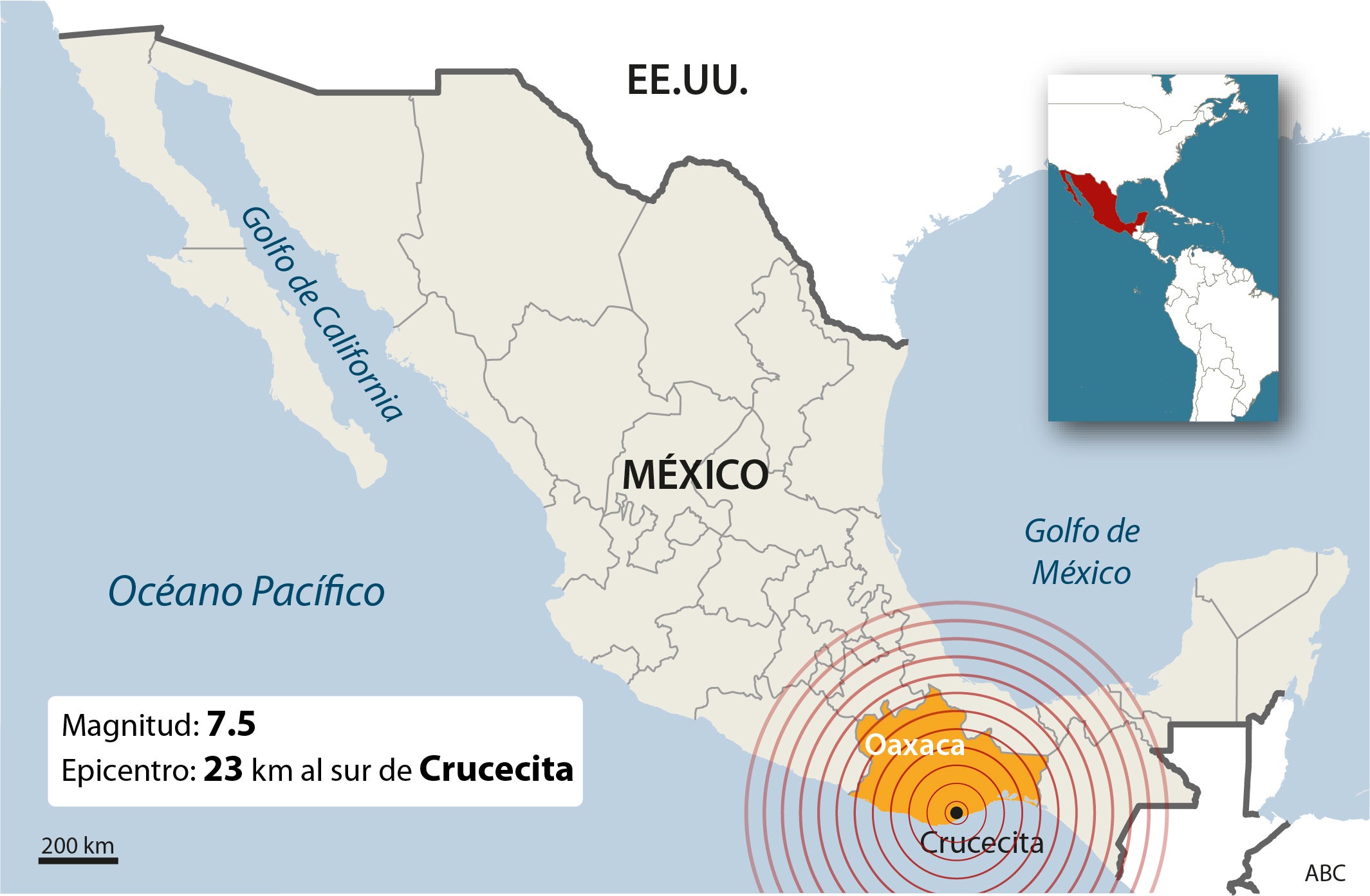 Alerta de tsunami tras el seísmo de magnitud 7,5 que sacudió el sur de México