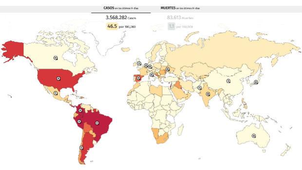 Mapa de coronavirus en tiempo real