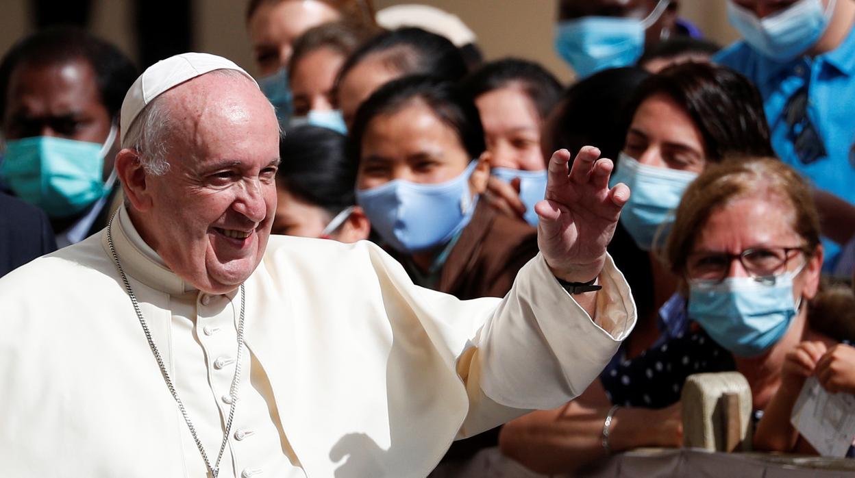 El Papa, esta mañana, en la primera audiencia general con público tras seis meses