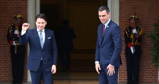 8 de julio de 2020: Palacio de la Moncloa. Reunión entre los presidentes Pedro Sánchez y Giuseppe Conte