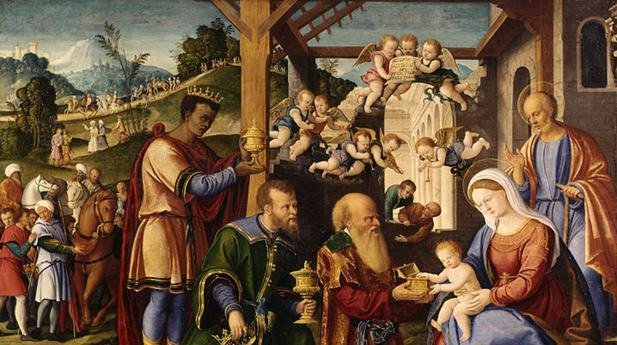 «La adoración de los tres Reyes Magos», cuadro de Girolamo da Santacroce