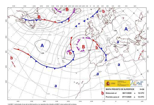 Previsión de la Aemet para este sábado