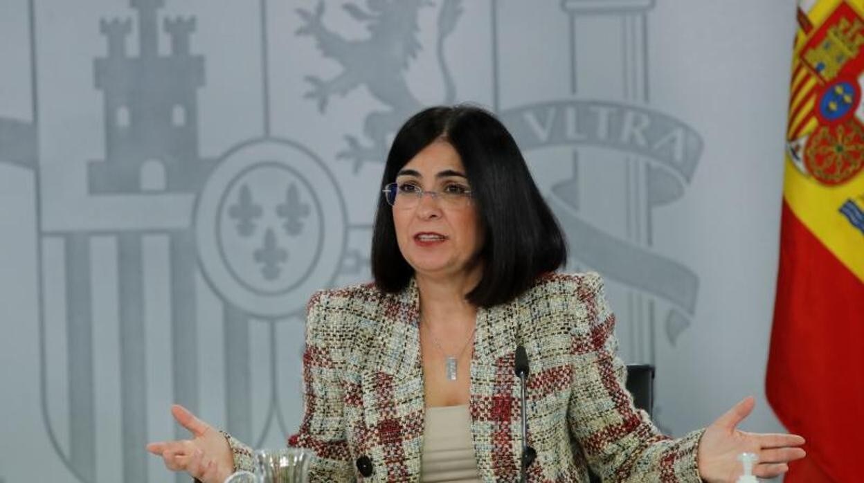 La ministra de Sanidad, Carolina Darias, en la rueda de prensa posterior a la reunión del Consejo de Ministros