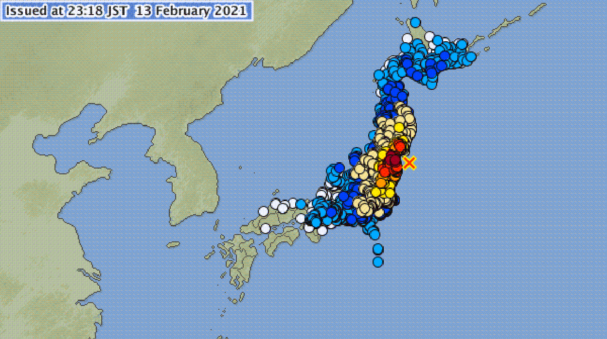 Mapa difundido por la Agencia Meteorológica de Japón