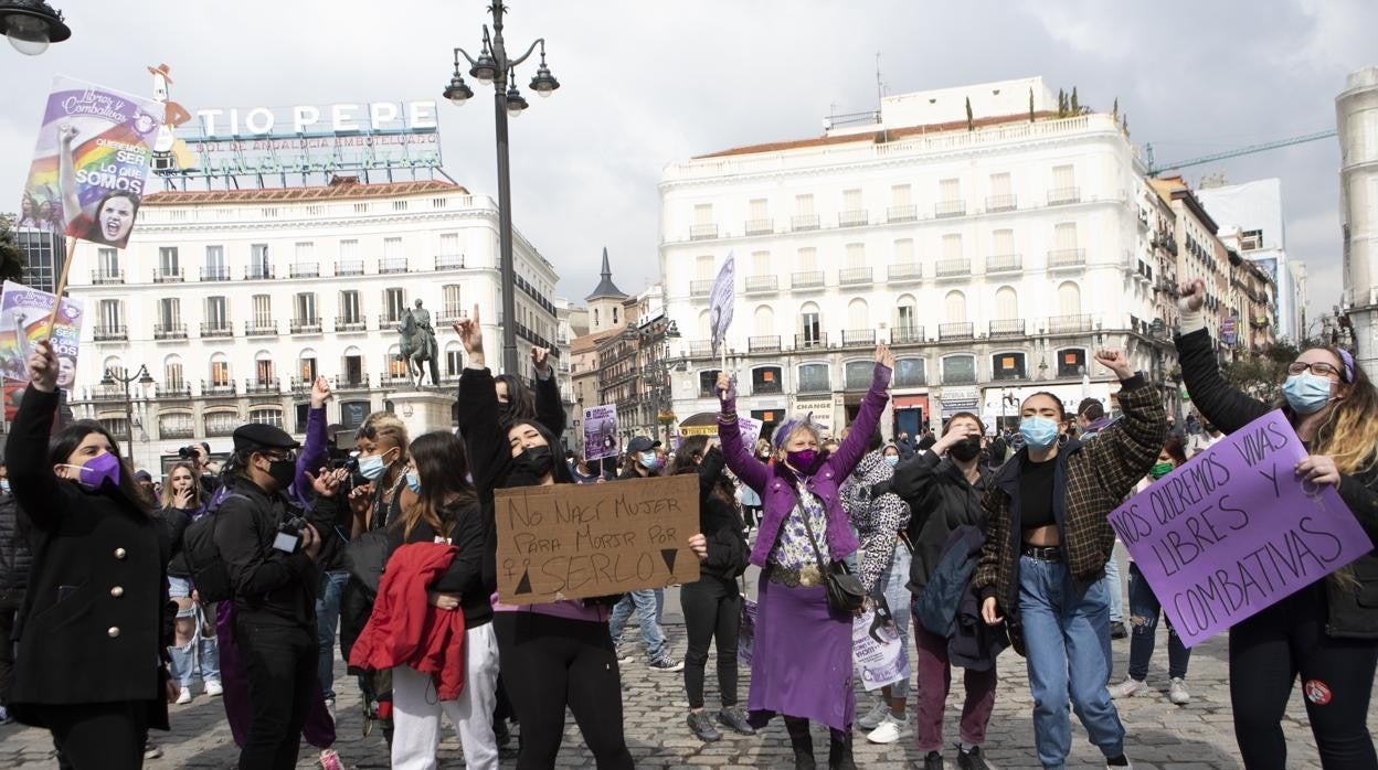 Protesta no autorizada del Sindicato de Estudiantes, ayer, en Madrid