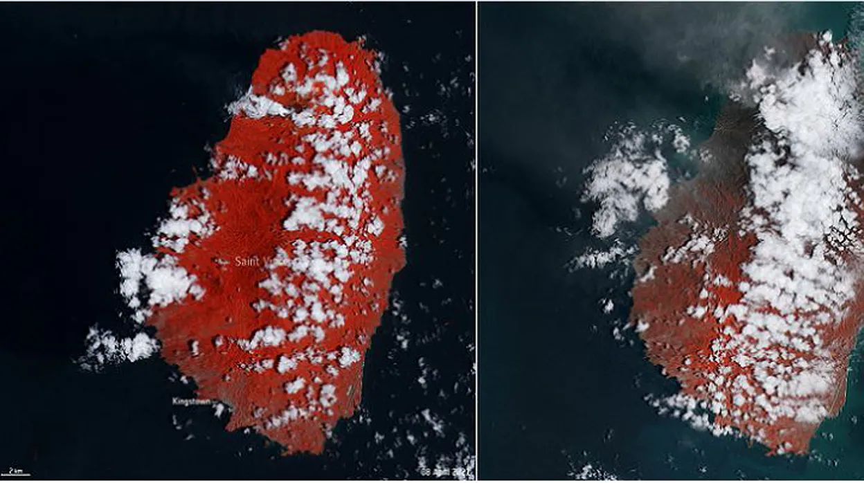 Así ha quedado la isla de San Vicente cubierta de cenizas tras la erupción del volcán de la Soufrière