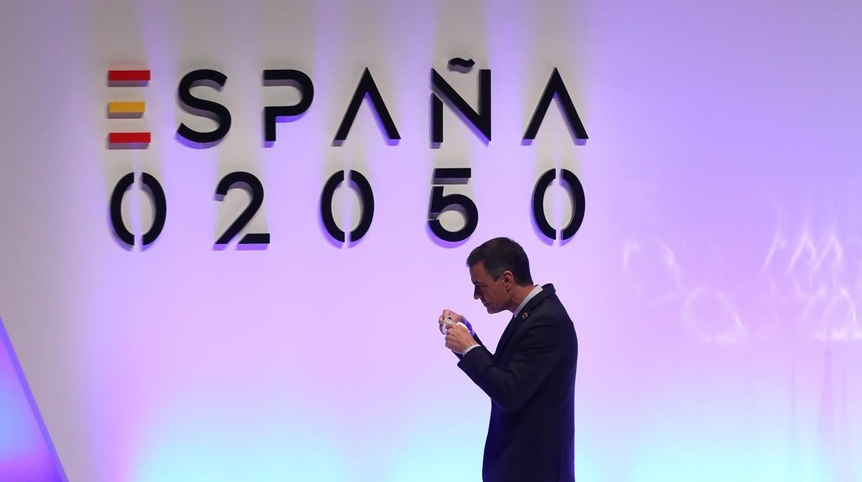 El presidente del Gobierno, Pedro Sánchez, el pasado jueves en la presentación de 'España 2050'