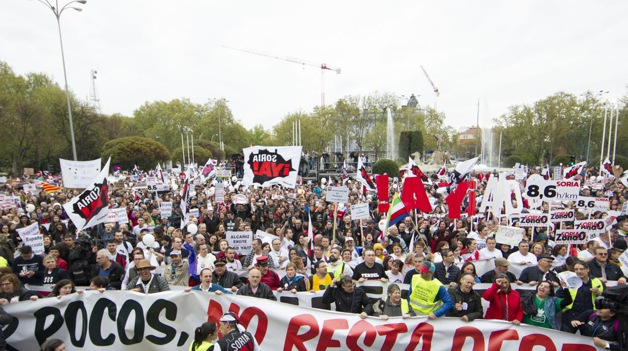 Imagen de archivo de la manifestación que tuvo lugar en marzo de 2019 contra el abandono del mundo rural