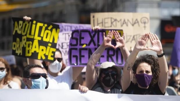 Organizaciones feministas se manifiestan contra la ley trans: «Montero, dimisión»