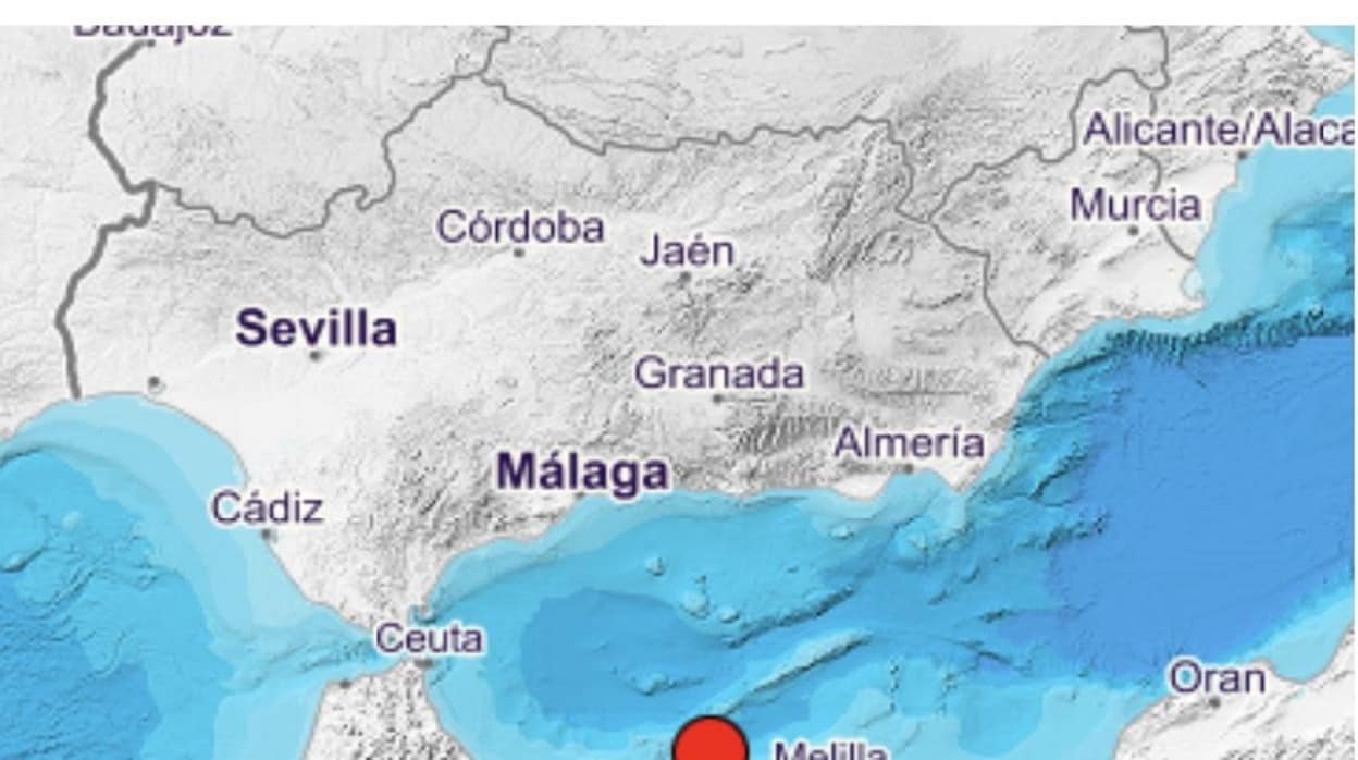 Mapa del epicentro del terremoto ocurrido en la zona sur de Alborán
