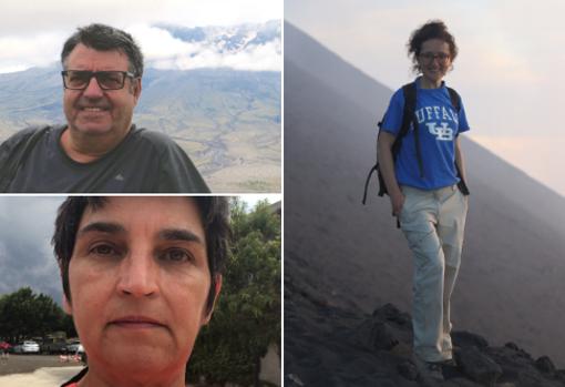 Teresa Ubide, vulcanóloga de la Universidad de Queensland (derecha); Joan Martí, director del Instituto Geociencias Barcelona (arriba, izquierda), y Carmen López, responsable del IGN (abajo, izquierda)