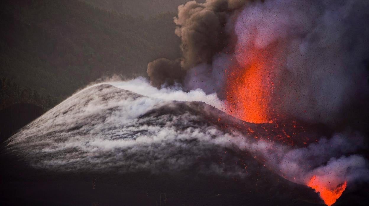 El volcán de la isla de La Palma, en Canarias