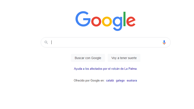 Google también apoya a La Palma con un mensaje en su página principal