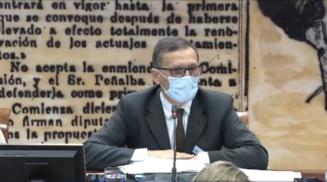 El presidente de la Sociedad Española de Medicina Interna (SEMI), Jesús Díez Manglano, durante la Comisión de Sanidad de este miércoles