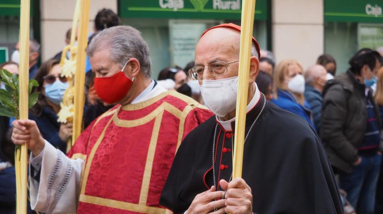 El cardenal Blázquez en la procesión de este Domingo de Ramos en Valladolid