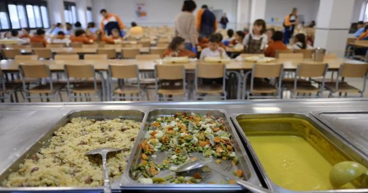 Bandejas con alimentos en un comedor escolar