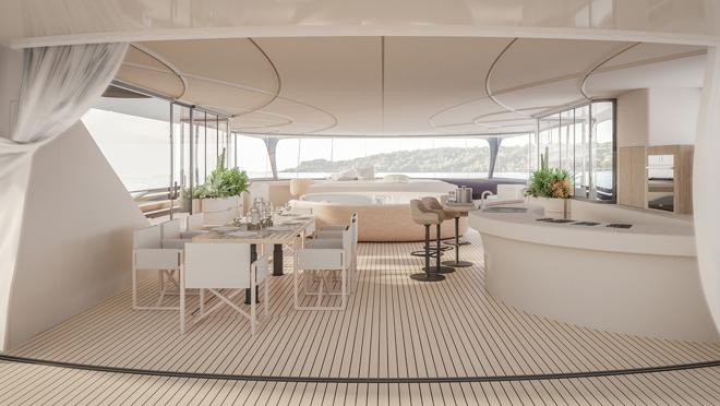 El salón del yate mide 100 metros cuadrados