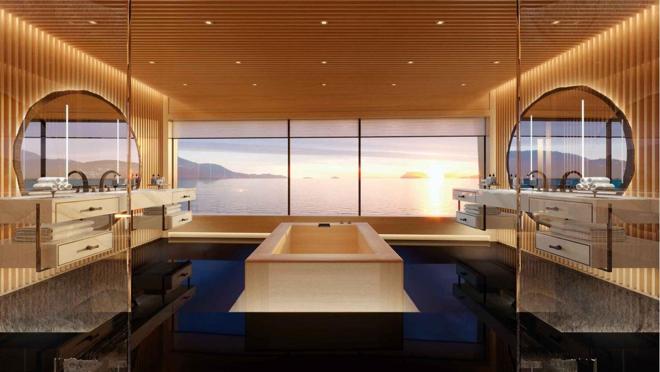 Uno de los baños del yate de lujo