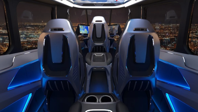 Vista interior del nuevo taxi aéreo de Bell Textron