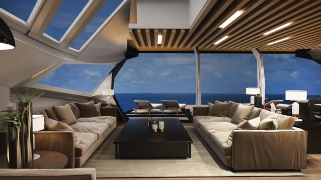 Destacan sus paredes de vidrio de techo a suelo que permiten la entrada de luz a raudales