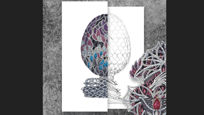 Esta pieza incluye oro blanco de 18 quilates y piedras preciosas