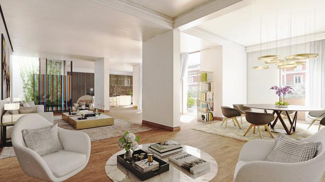 La decoración es cálida y vanguardista