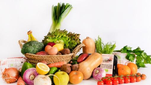 Cesta vegetariana con productos ecológicos de Dehesa El Milagro