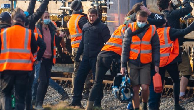 Tom Cruise durante el rodaje de la película