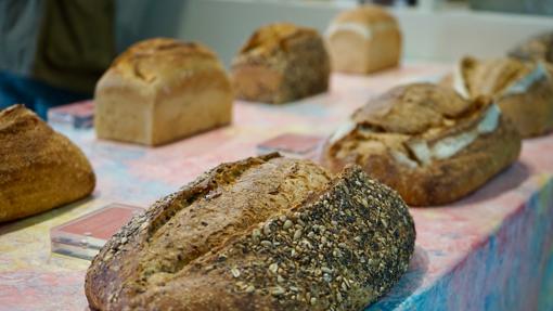 Distintas variedades de pan en el obrador de Madreamiga