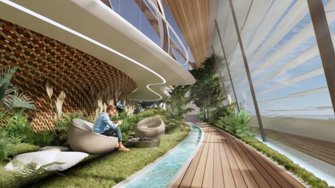 El interior rinde una oda a la naturaleza