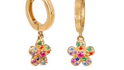 Pendientes de flor multicolor