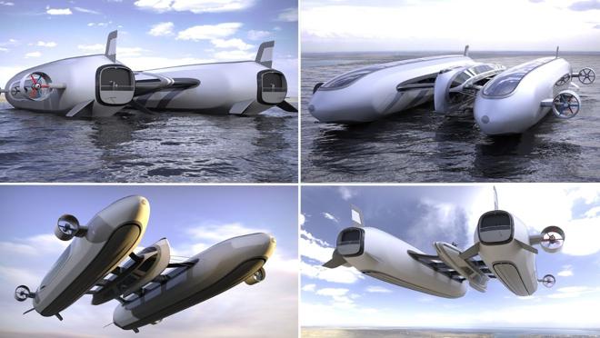 En el mar funcionaría como un hidroavión mientras que en el cielo tendría una gran capacidad para volar