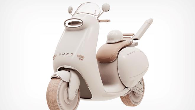 La e-scooter SMEG Futro cuenta con todo lo necesario para ir de picnic