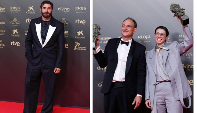 Álex García y Laura Pedro con diseños de MANs en los Goya 2022