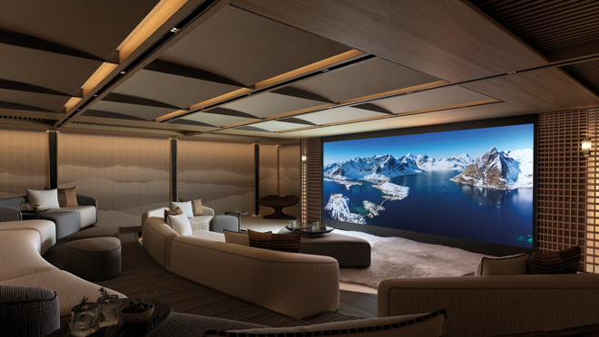 Sala de cine del superyate Poesía