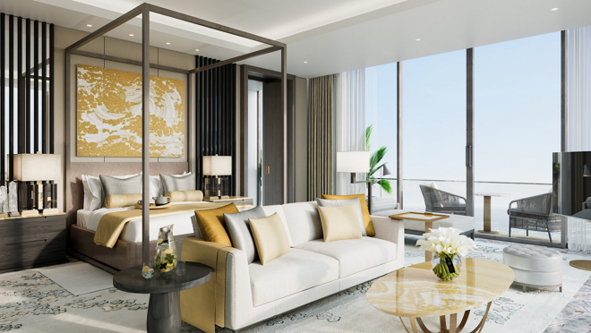 Imagen de uno de los dormitorios de la Royal Mansion