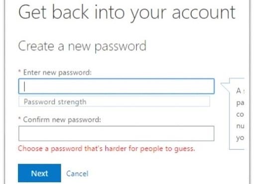 Si usas una contraseña insegura, Microsoft no te dejará usar sus servicios