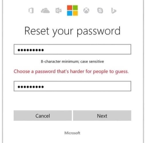 Si usas una contraseña insegura, Microsoft no te dejará usar sus servicios