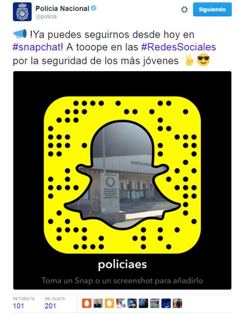 Policía Nacional se estrena en Snapchat