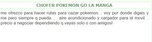 Uno de los anuncios de chóferes de Pokémon Go en España