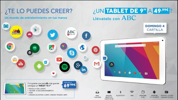 Llévate con ABC un tablet de 9&quot; por solo 49,99 euros