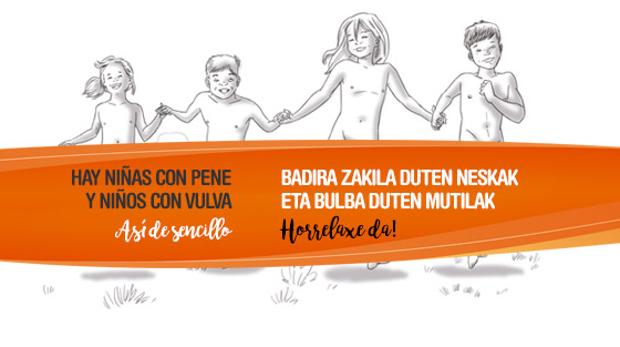 Así ha quedado la imagen de la campaña «Hay niñas con pene y niños con vulva»