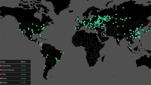 Captura de mapa interactivo sobre ataques de WannaCry