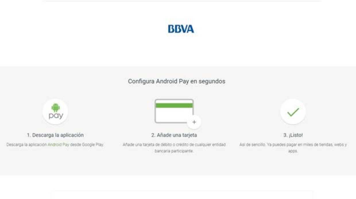 Captura de pantalla de Android Pay en web