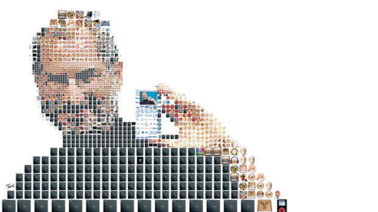 Una obra del arttista Charis Tsevis que homenajea la figura de Steve Jobs, fundador de Appe